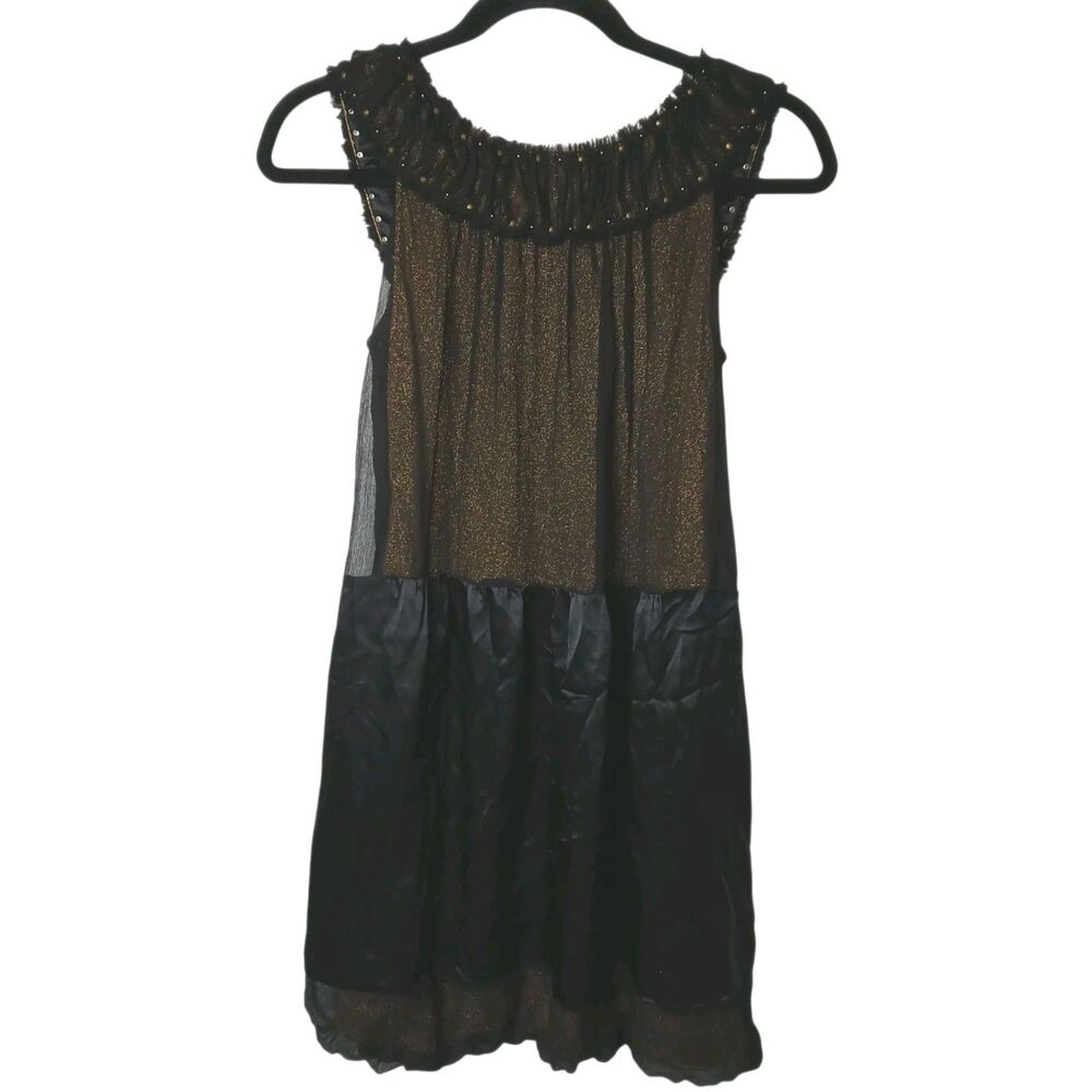 BCBGmaxmazria Black/Gold Bubble  Dress Size 0 Vintage Y2K Scoop Sleeveless Glitz - Picture 7 of 11